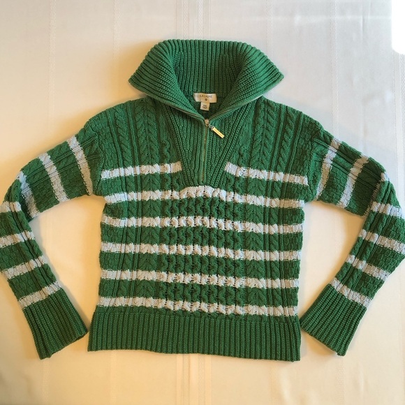 La Ligne Green & Blue Striped Cable Knit x Target Mock Turtleneck Sweater Sz XXS - Picture 3 of 8